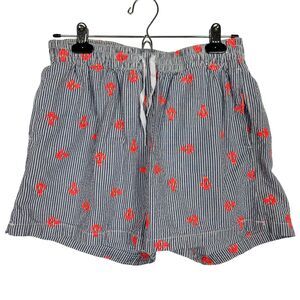 Chubbies Seersucker Orange Anchor Swim Trunks Men's Medium